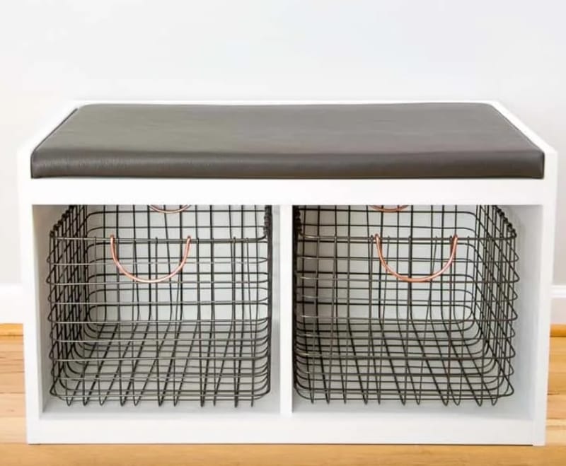 diy entryway shoe storage bench with cushion