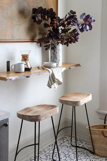 diy live edge breakfast bar floating shelf