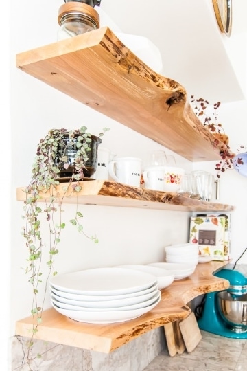 diy live-edge floating shelves