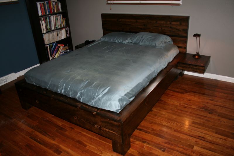 diy platform bed with floating nightstands