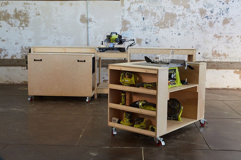 diy roll away workbench with miter saw stand