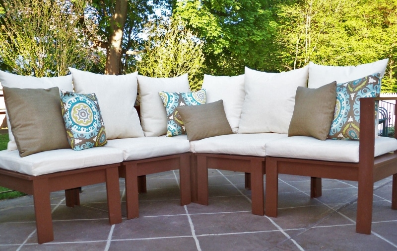 diy simple modern outdoor sectional - armless piece with corner end option