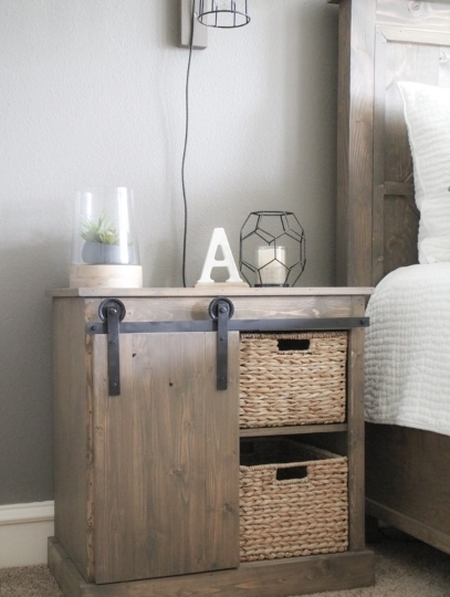 diy sliding barn door night stand