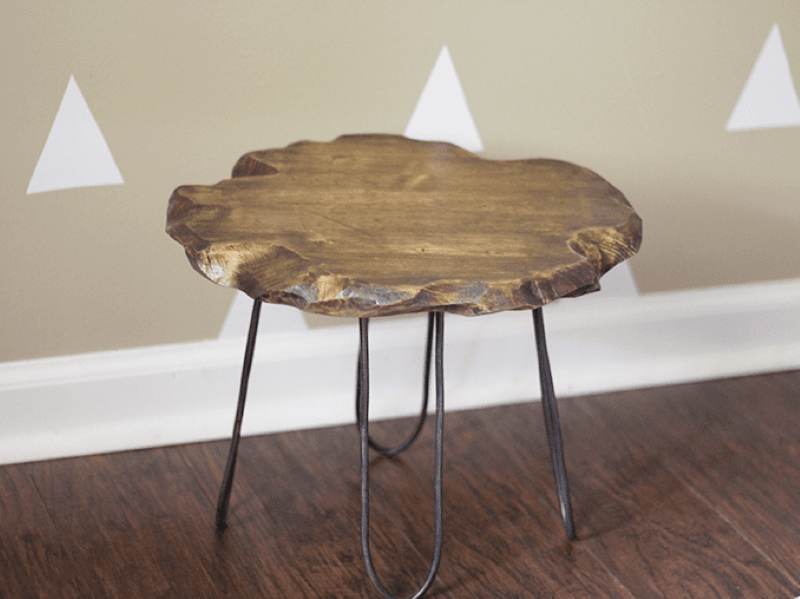 diy small rustic stool with diy hairpin style legs