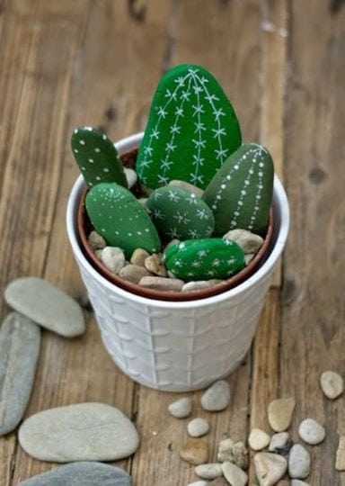 diy stone cactus yard art