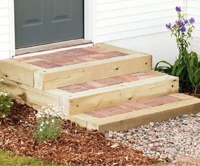 diy timber and brick paver steps