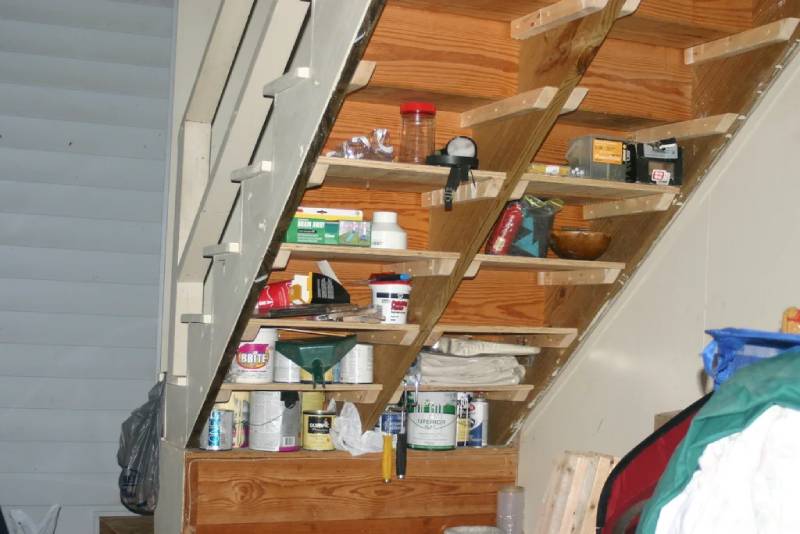 diy under stairs shelves