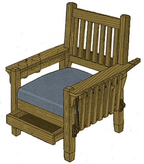 Morris Chair with Newspaper Rack