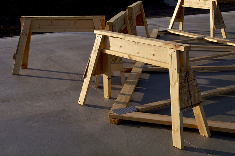 Sawhorses in the sunset