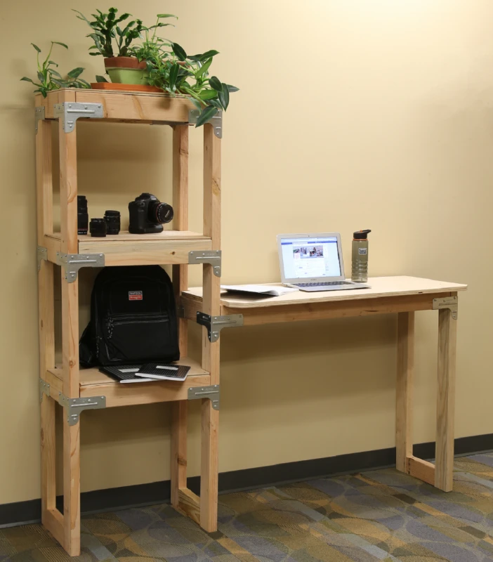 Standing Desk with Shelving Unit by Strongtie.com