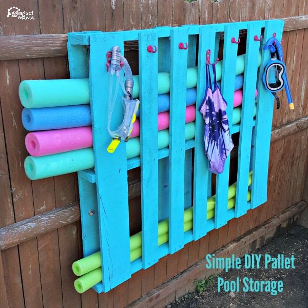 DIY Pallet Pool Storage by juggling act mama