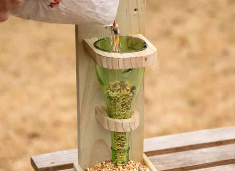 DIY Wine Bottle Bird Feeder