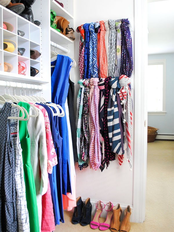 Easy DIY Small Closet Scarf Organizer from The Chronicles of Home