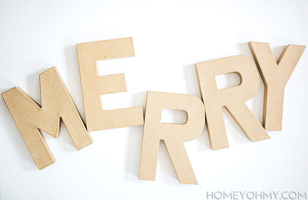 Gold Merry Sign with Decorative Filler by homey oh my