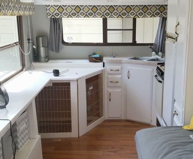 RV Sofa with pet crates