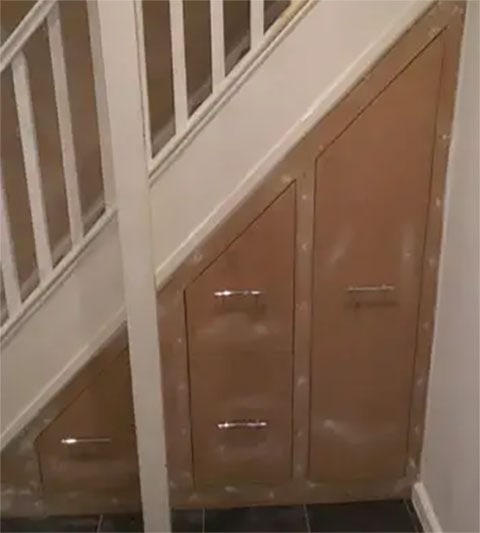 Sliding Drawer Under Stair Storage by DIY Doctor