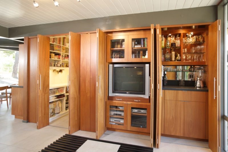 An entertainment bar hidden behind a false wall