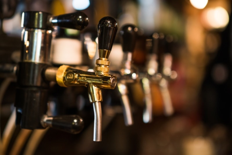 Beer taps in a row