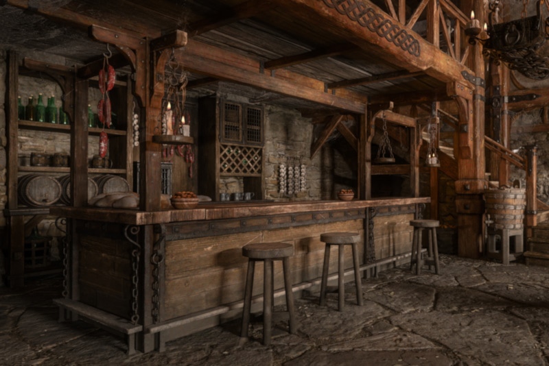 Old medieval inn man cave