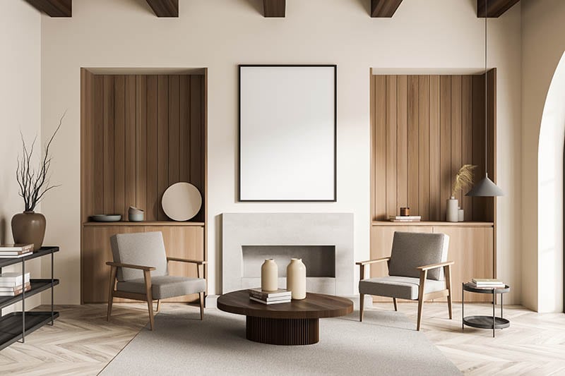Canvas in modern beige living room with