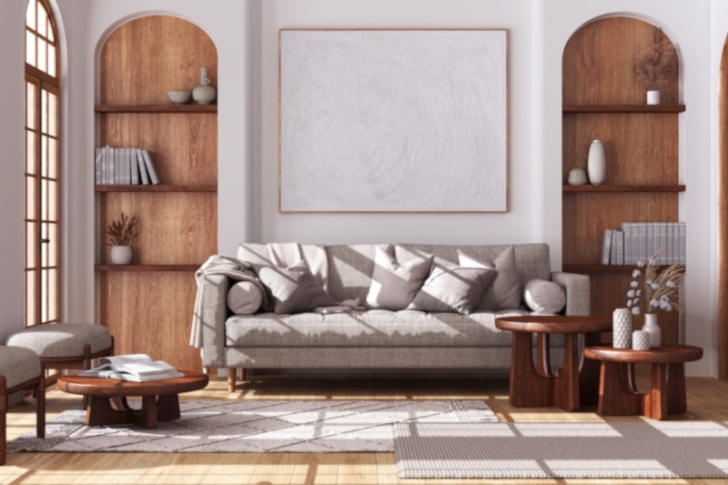 Contemporary wooden living room
