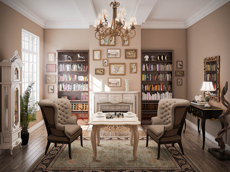 3D Rendered Modern Classic Living Room Interior Design